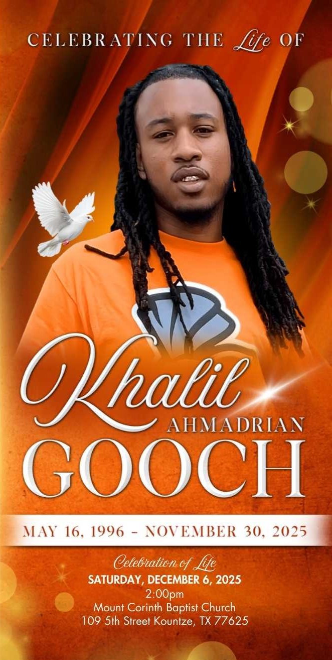 Khalil Ahmadrian Gooch 1996 – 2025 Khalil Ahmadrian Gooch 1996 – 2025