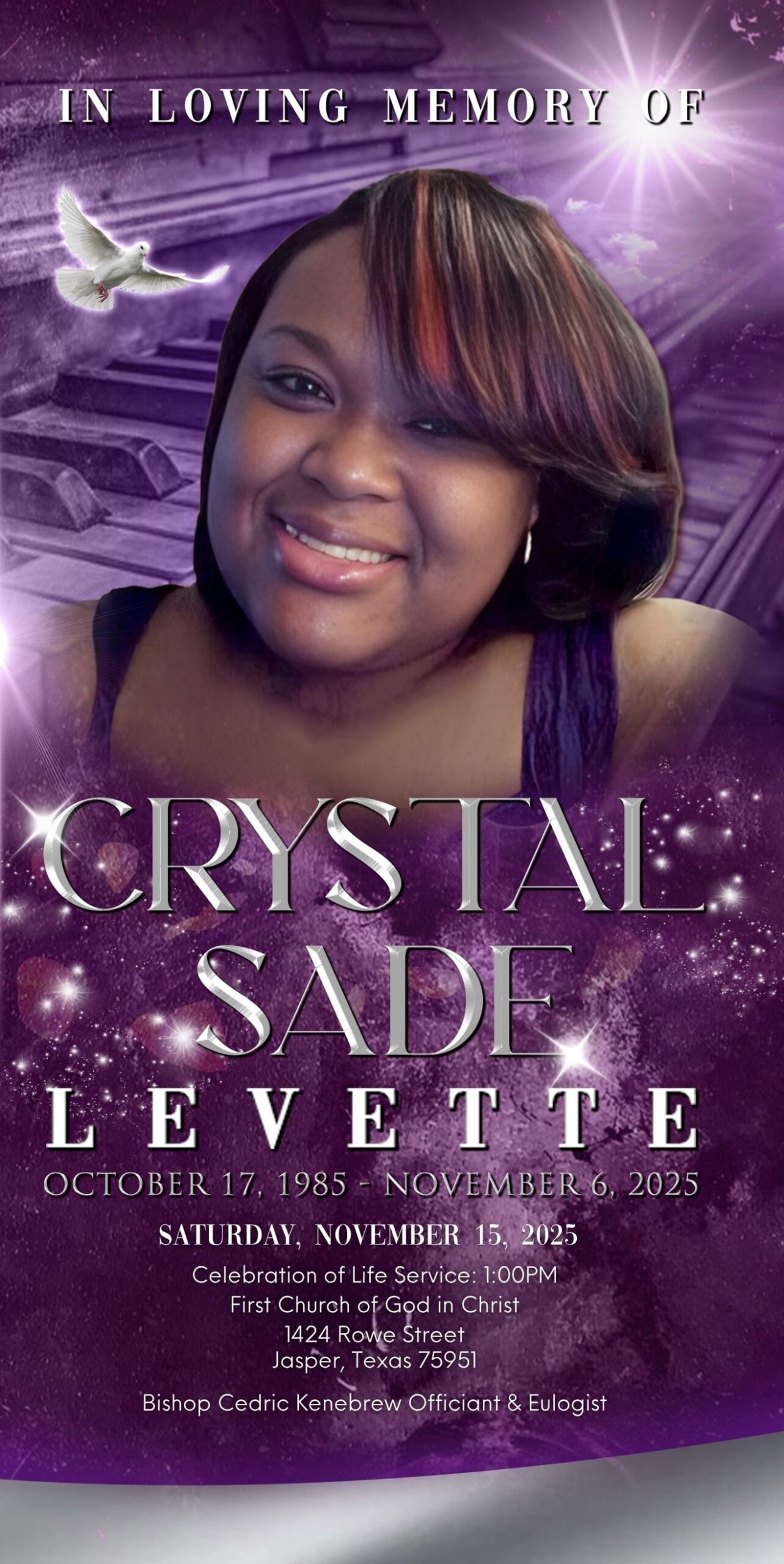 Crystal Sade Levette 1985 – 2025 Crystal Sade Levette 1985 – 2025