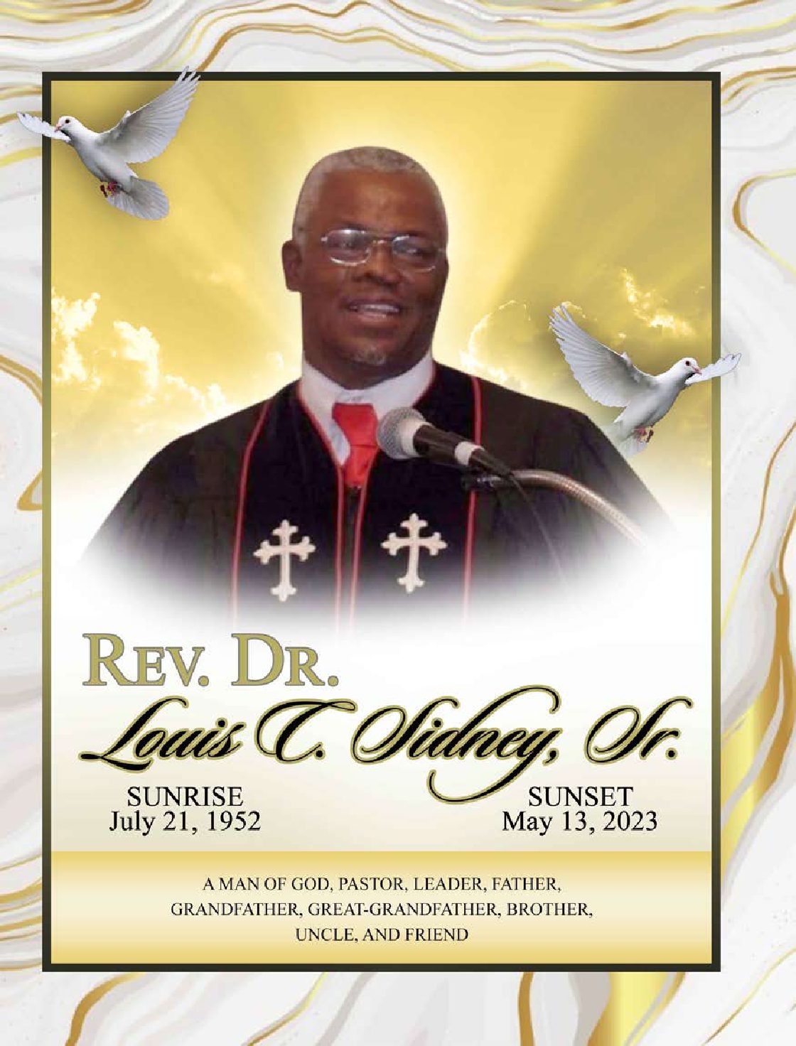 Rev. Dr. Louis C. Sidney Sr. 1952 – 2023