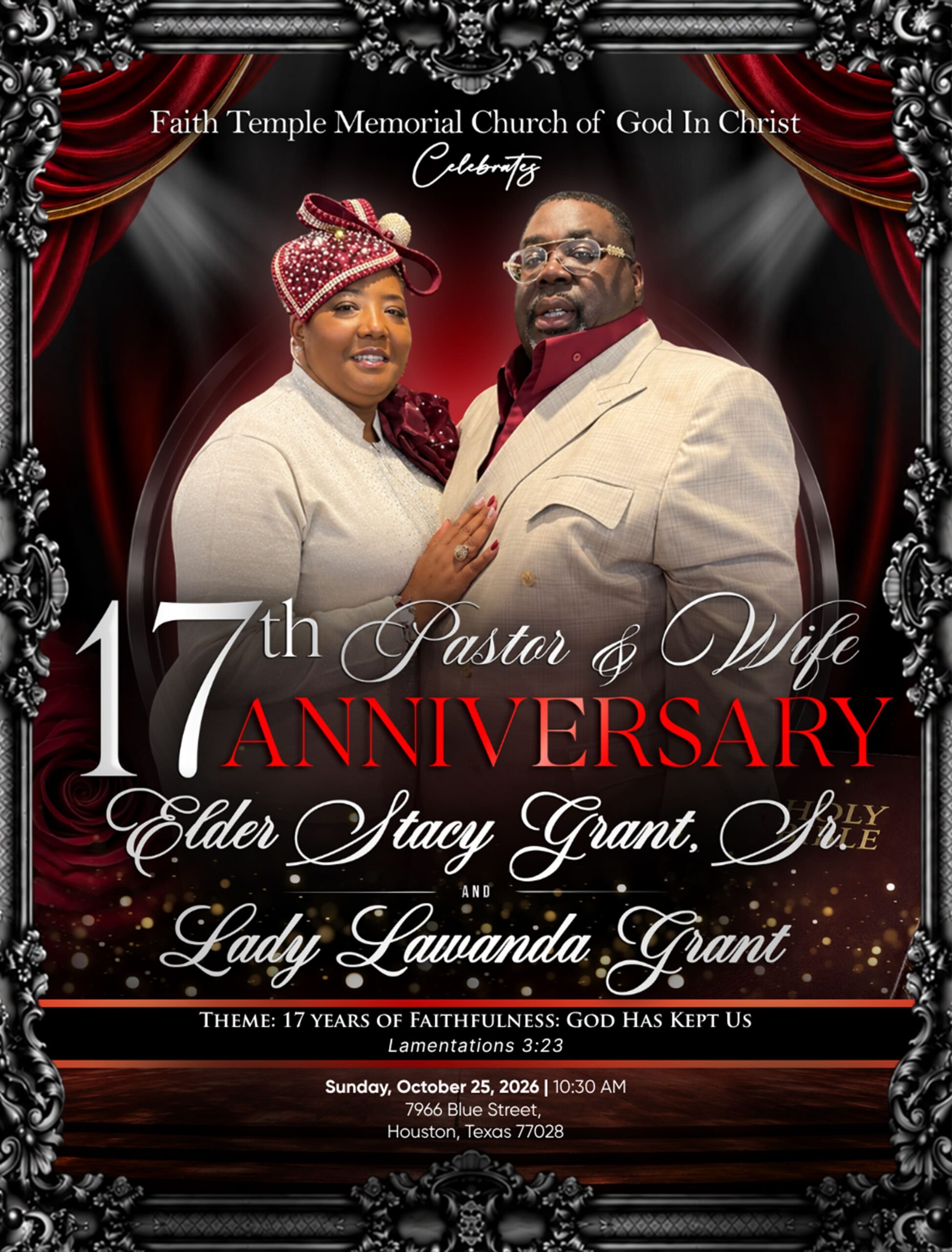 FAITH TEMPLE PASTOR AND WIFE 17th ANNIVERSARY