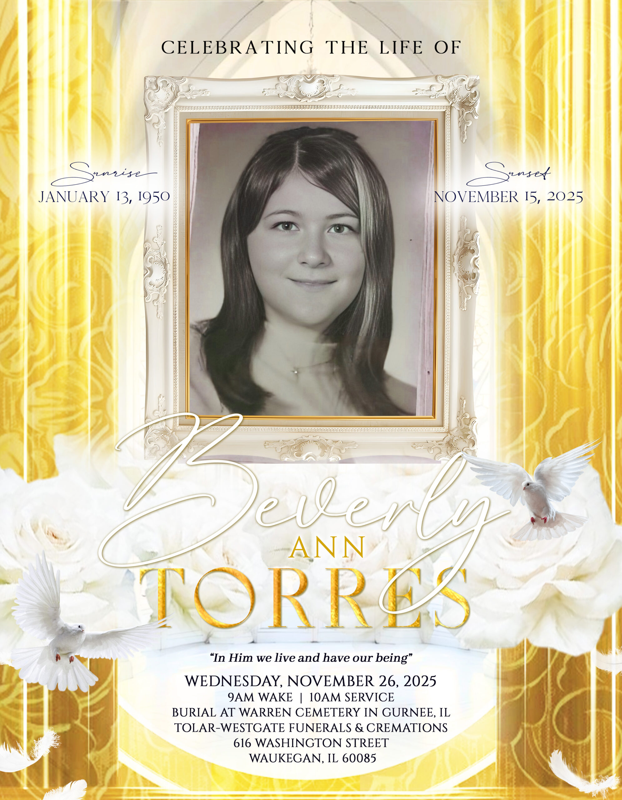 Beverly Ann Torres 1950 – 2025 Beverly Ann Torres 1950 – 2025