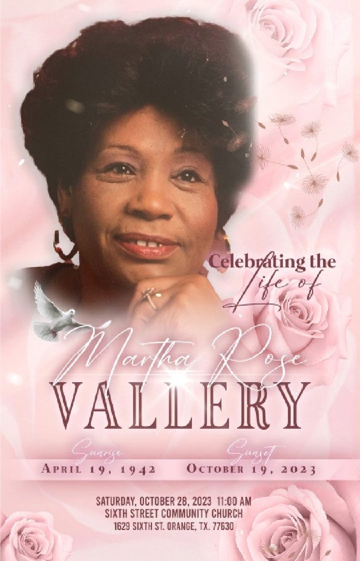 Martha Rose Vallery 1942 – 2023