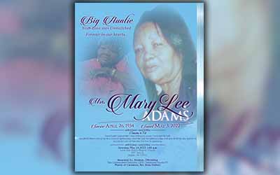 Mary Lee Adams 1934 – 2022