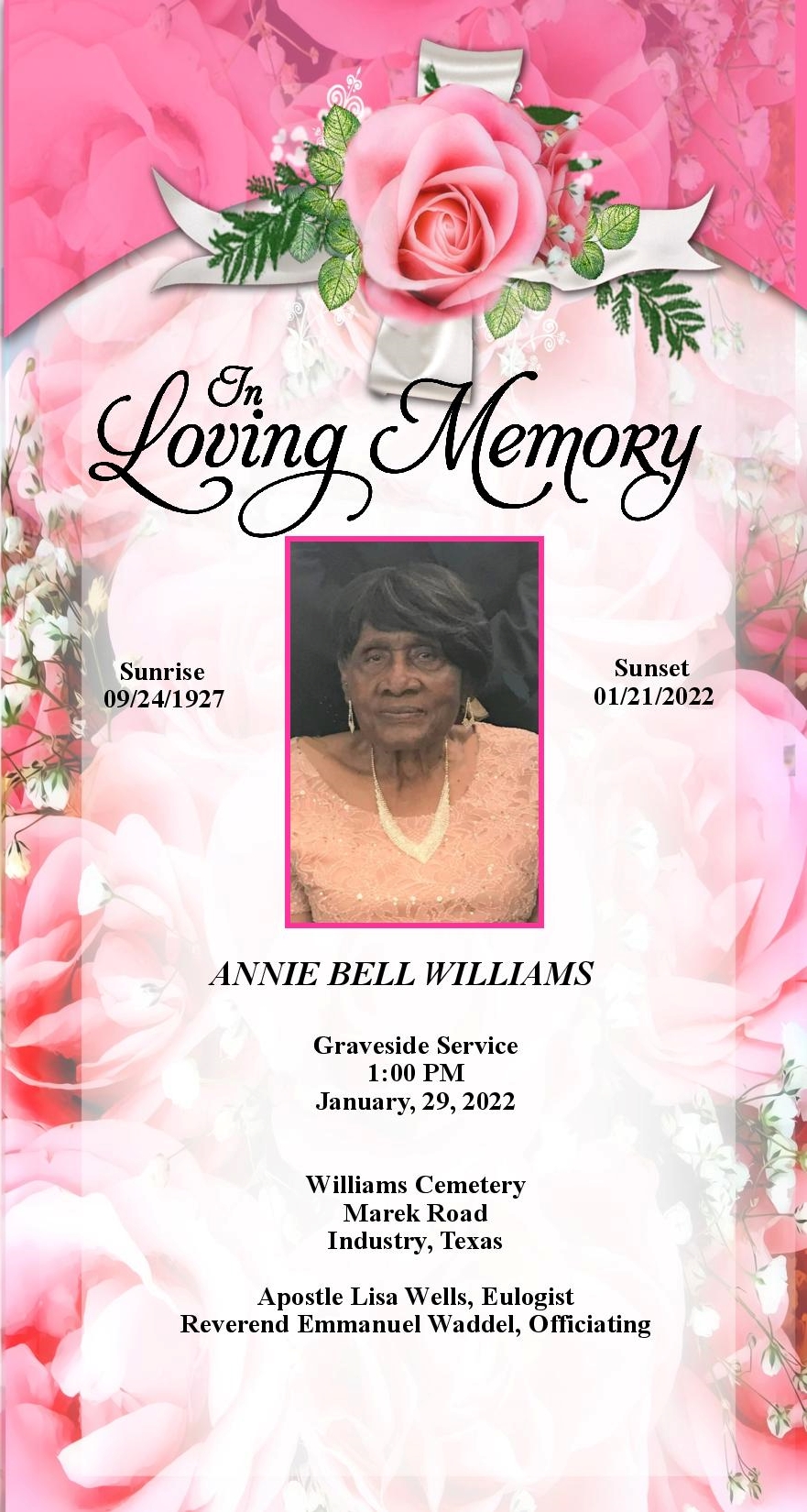 Annie Bell Williams 1927 – 2022