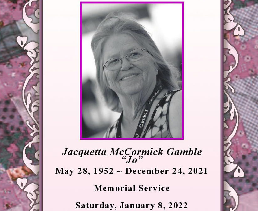 Jacquetta McCormick Gamble 1952 – 2021