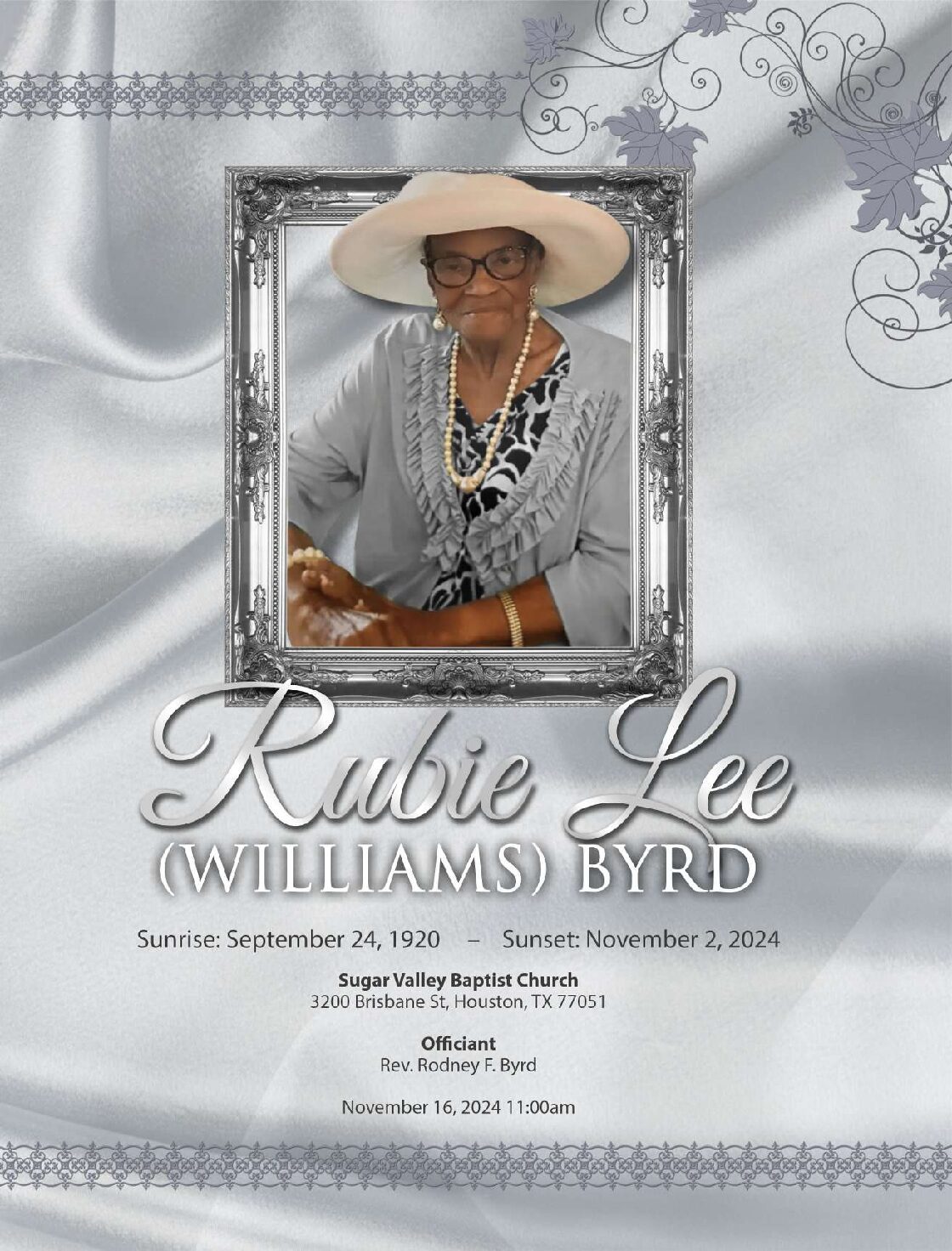 Rubie Lee (Williams) Byrd 1920 – 2024