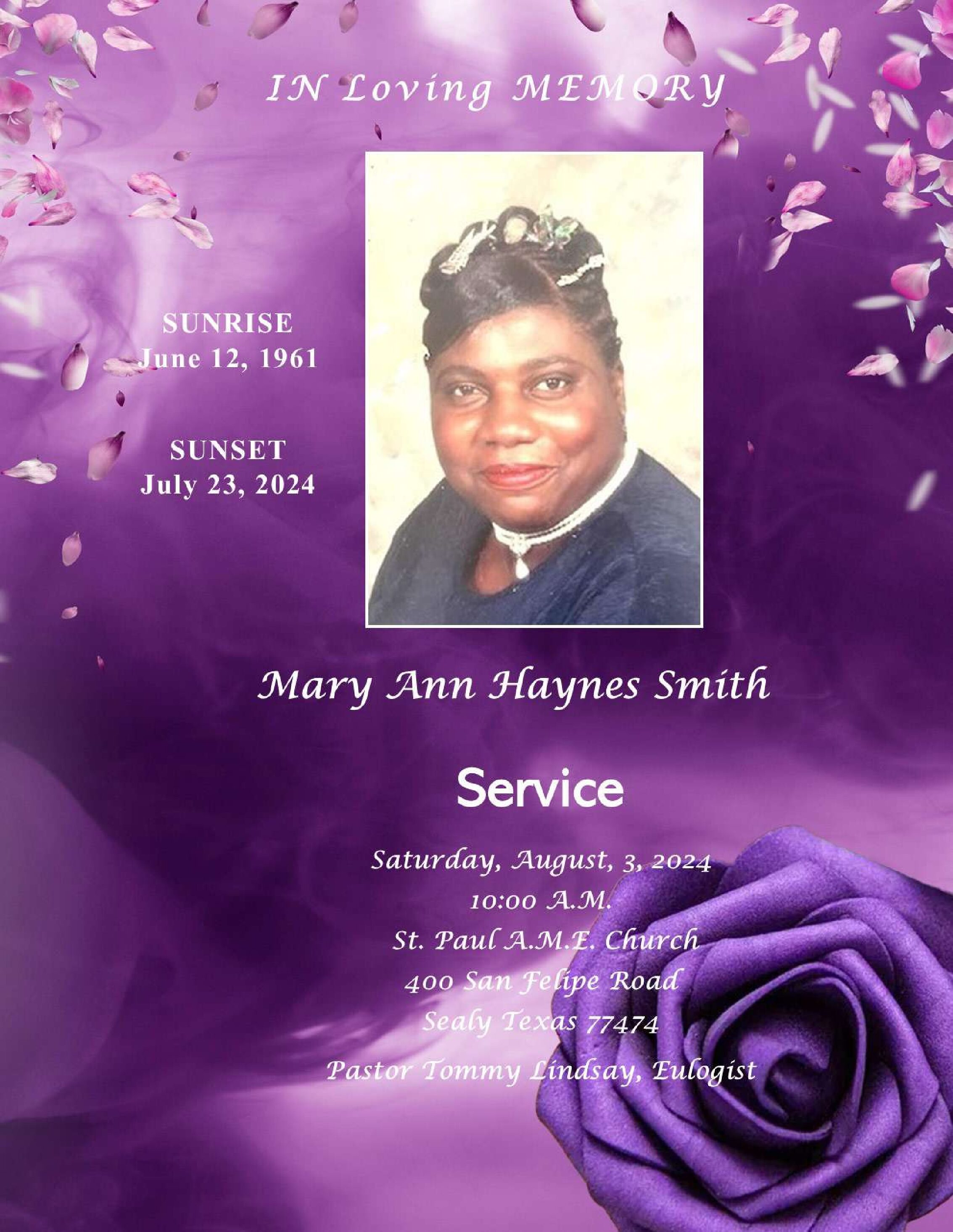 Mary Ann Haynes Smith 1961-2024