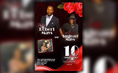 Mays Pastor and First Lady 10 Year Anniversary